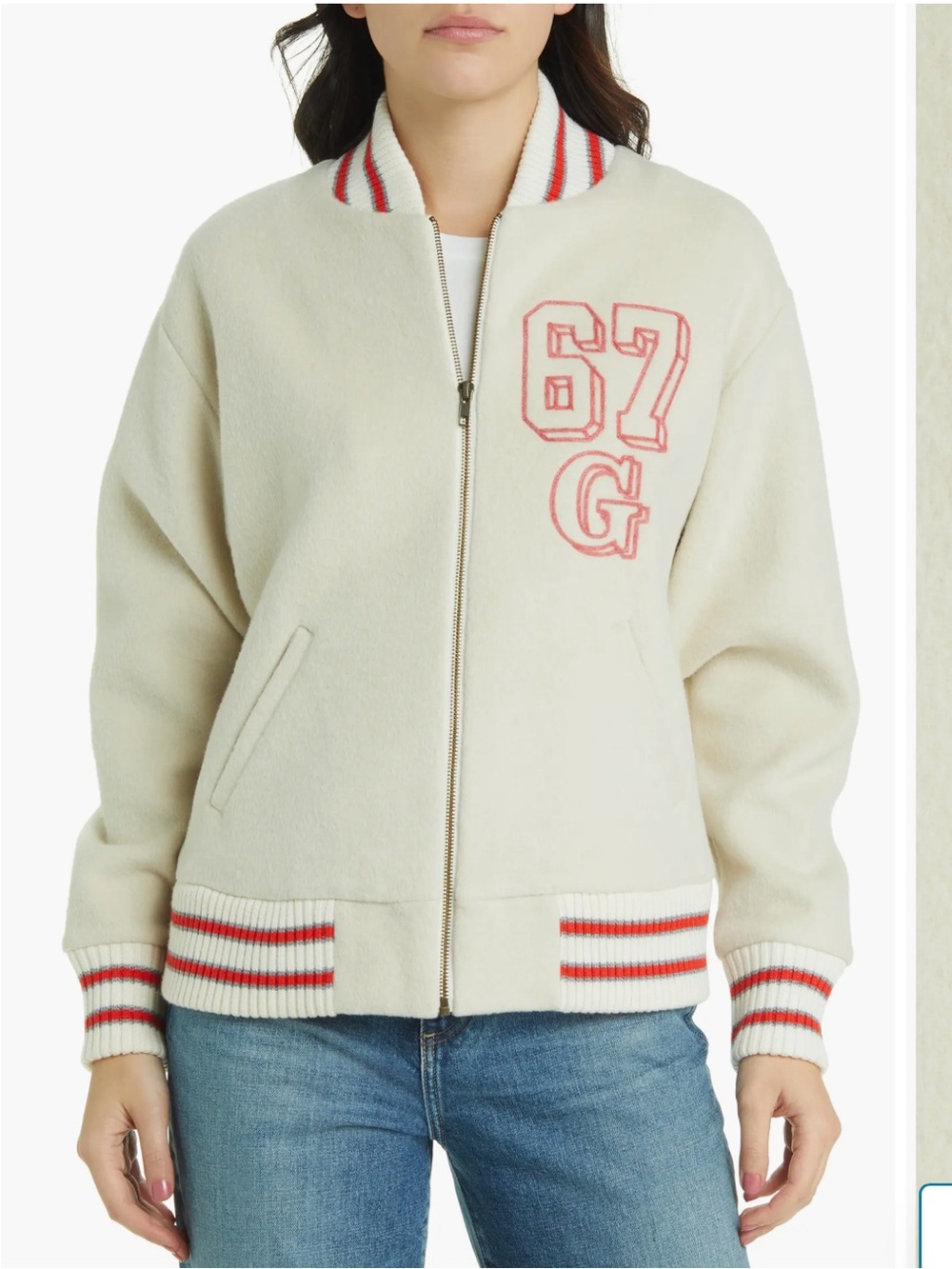 The Great Varsity Wool Bomber Jacket Sz 0/XS
